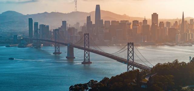 Aerial view of the Bay Bridge in San Francisco, CA